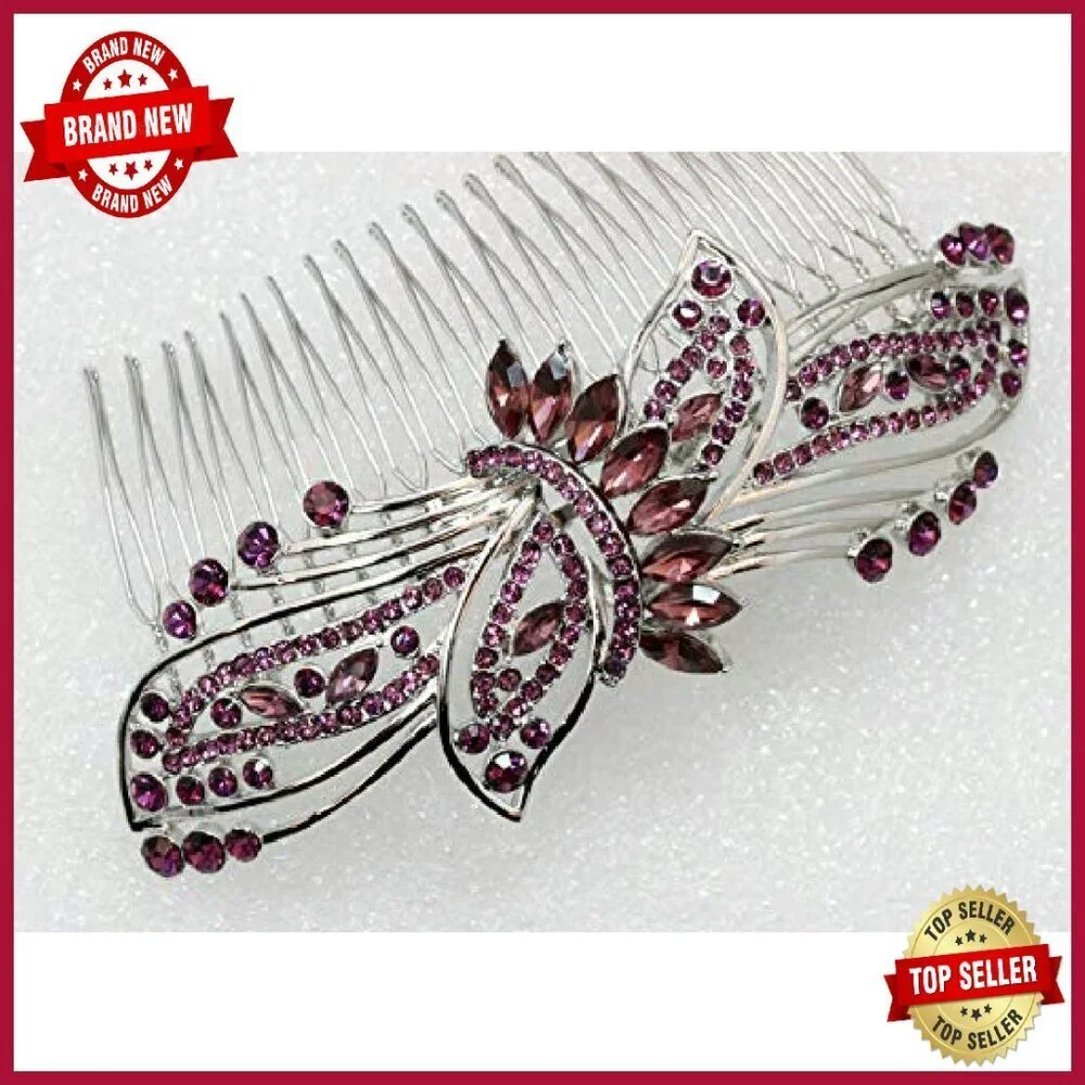 Large Floral Rhinestone Hair Comb for Special Occasions